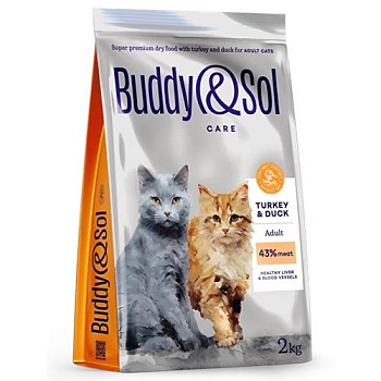 BUDDY SOL CARE ADULT сухой корм для взрослых кошек с индейкой и уткой 2кг купить 