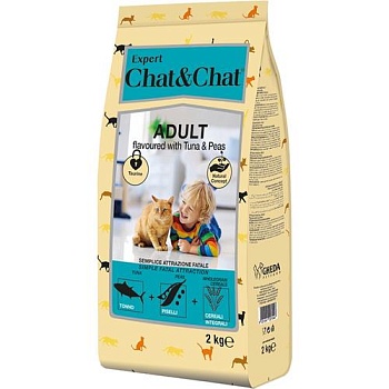 Chat & Chat Expert Premium Сухой корм со вкусом тунца и горохом для взрослых кошек 2кг купить 