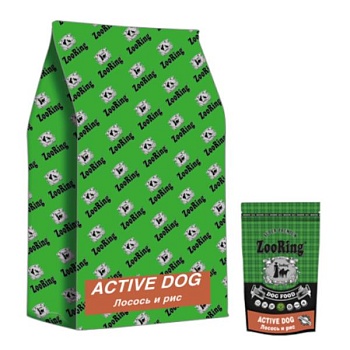 ZooRing Active Dog Сухой корм для собак Лосось и рис. 26/15, 10 кг купить 