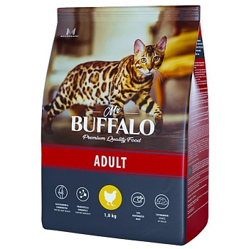 Mr.Buffalo ADULT сухой корм для кошек с курицей 1,8кг купить 