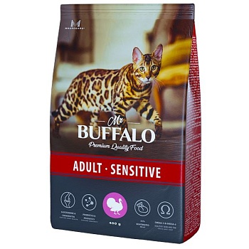 Mr.Buffalo SENSITIVE сухой корм для кошек с индейкой 400г купить 