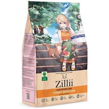 ZILLII Light/Sterilized Cat Сухой корм для взрослых кошек с избыточным весом и стерилизованных Индейка с Ягнёнком 2кг купить 