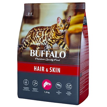Mr.Buffalo ADULT HAIR & SKIN сухой корм для кошек с лососем 1,8кг купить 