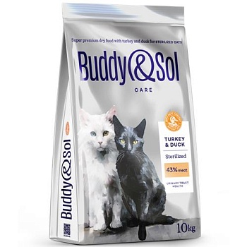 BUDDY SOL CARE STERILIZED сухой корм для взрослых стерилизованных кошек с индейкой и уткой 10кг купить 