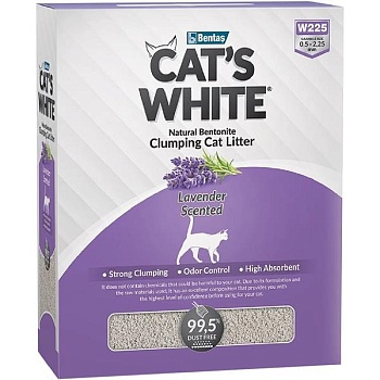 Cat`s White BOX Lavender наполнитель комкующийся с нежным ароматом лаванды для кошачьего туалета 6л купить 