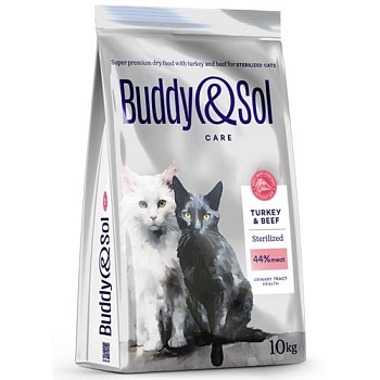 BUDDY SOL CARE STERILIZED сухой корм для взрослых стерилизованных кошек с индейкой и говядиной 10кг купить 