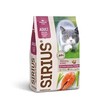 SIRIUS сухой корм для взрослых кошек лосось и рис 1,5кг купить 