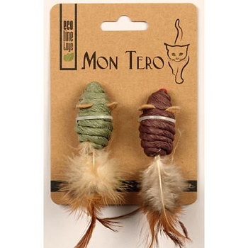 Мон Теро ЭКО игрушка для кошек "Мышь", 2шт х 5 см, с кошач. мятой, зелен./фиолет. XHC-2156-V купить 
