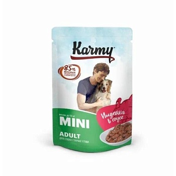KARMY Mini Adult пауч для собак мелких пород Индейка в соусе 12х80г купить 