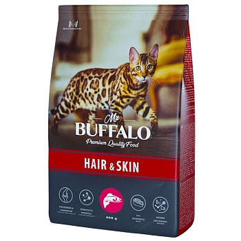 Mr.Buffalo ADULT HAIR & SKIN сухой корм для кошек с лососем 400г купить 