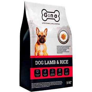 ДЖИНА DOG LAMB&RICE Корм сухой для аллергичных собак Ягненок с Рисом 3кг купить 