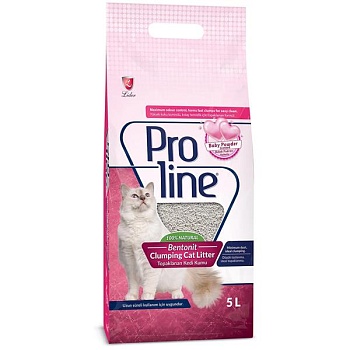 Proline комкующийся бентонитовый наполнитель для кошачьего туалета с ароматом детской присыпки 5л купить 