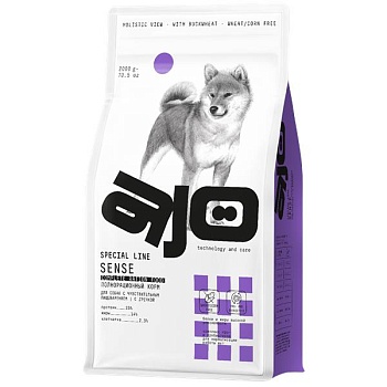 AJO Dog Sense Сухой полнорационный корм с гречкой для собак с чувствительным пищеварением 2кг купить 