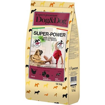 DOG & DOG Expert Premium Super-Power Сухой корм с курицей для взрослых активных собак 14кг купить 