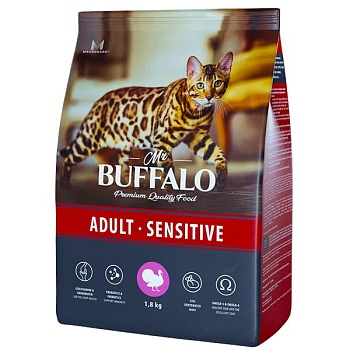 Mr.Buffalo SENSITIVE сухой корм для кошек с индейкой 1,8кг купить 