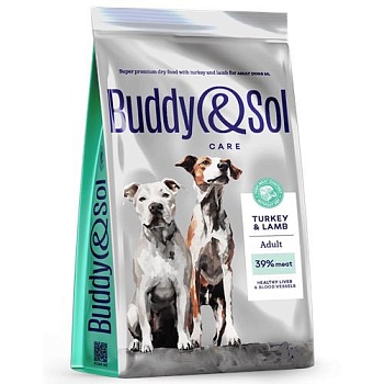 BUDDY SOL CARE ADULT SENSITIVE сухой корм для взрослых собак средних и крупных пород с индейкой и ягненком 12кг купить 
