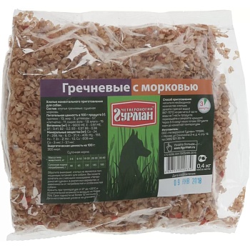 Четвероногий ГУРМАН гречка с овощами (пакет) 400 гр купить 