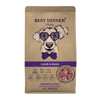 Best Dinner Adult Sensible Hypoallergenic MEDIUM & MAXI LAMB&BASIL Корм сухой для собак всех пород с ягненком и базиликом 3кг купить 