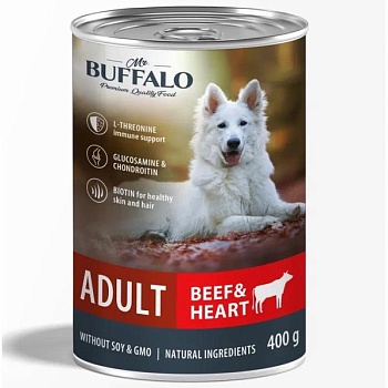 Mr.Buffalo ADULT консервы для собак Говядина и сердце 400гр купить 