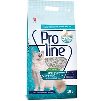 Proline комкующийся бентонитовый наполнитель для кошачьего туалета с ароматом марсельского мыла 10л купить 