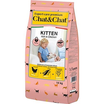 Chat & Chat Expert Premium Сухой корм с курицей для котят 14кг купить 