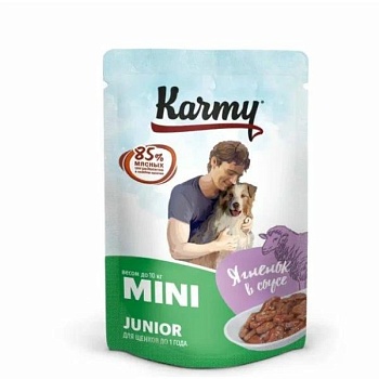 KARMY Mini Junior пауч для щенков мелких пород Ягненок в соусе 12х80г купить 