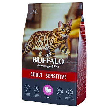 Mr.Buffalo SENSITIVE сухой корм для кошек с индейкой 10кг купить 