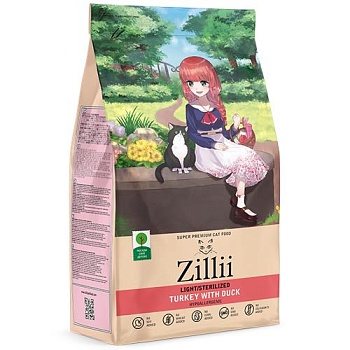 ZILLII Light/Sterilized Cat Сухой корм для взрослых кошек с избыточным весом и стерилизованных Индейка с Уткой 400гр купить 
