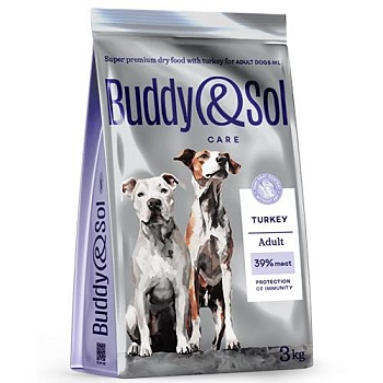 BUDDY SOL CARE ADULT сухой корм для взрослых собак средних и крупных пород с индейкой 3кг купить 
