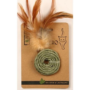 Мон Теро ЭКО игрушка для кошек "Колечко с перьями", 5 см, с кошач.мятой, зелёное купить 