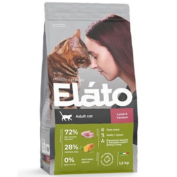 ELATO Holistic сухой для кошек Ягненок и Оленина 1,5кг купить 