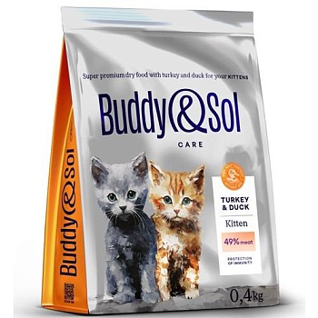 BUDDY SOL CARE KITTEN сухой корм для котят с индейкой и уткой 400г купить 