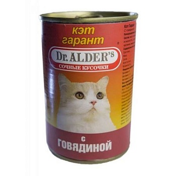 Dr. ALDER`S Кэт Гарант Консервы для кошек Говядина 24х415г купить 