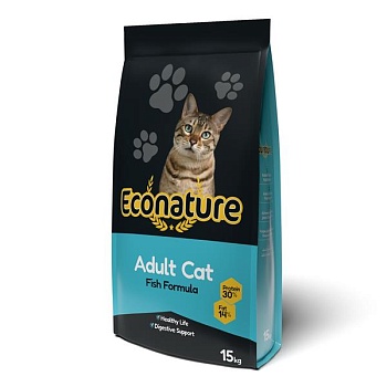 ECONATURE Adult Cat Fish Formula сухой корм для кошек с рыбой 15кг купить 