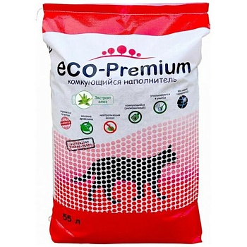 Наполнитель ECO-Premium Комкующийся Алоэ 55л купить 
