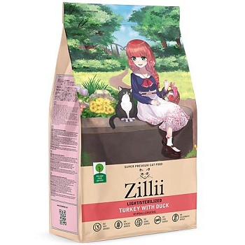 ZILLII Light/Sterilized Cat Сухой корм для взрослых кошек с избыточным весом и стерилизованных Индейка с Уткой 2кг купить 