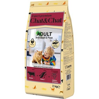 Chat & Chat Expert Premium Сухой корм с говядиной и горохом для взрослых кошек 2кг купить 