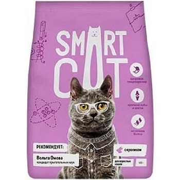 SMART CAT сухой корм для взрослых кошек с кроликом 1,4кг купить 