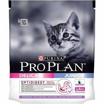 Pro Plan Junior Delicate Корм для котят с Чувствительным пищеварением с индейкой 200гр купить 