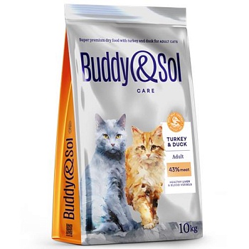 BUDDY SOL CARE ADULT сухой корм для взрослых кошек с индейкой и уткой 10кг купить 