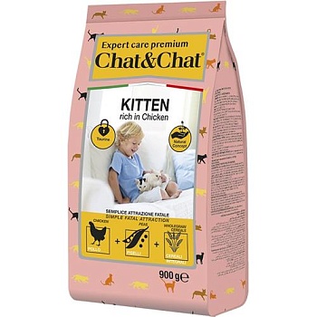 Chat & Chat Expert Premium Сухой корм с курицей для котят 900г купить 