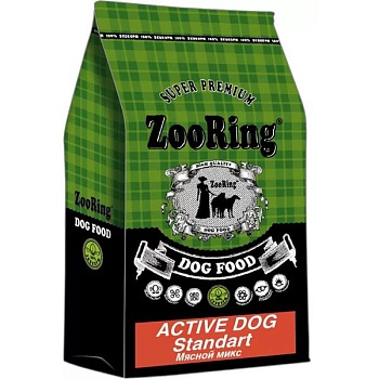 ZooRing Active Dog Стандарт Сухой корм для собак Мясной микс. 25/13, 10 кг купить 