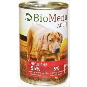 Biomenu Adult Консервы для Собак Говядина 95%-Мясо 410г купить 