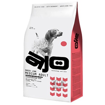 AJO Dog Medium Adult Сухой полнорационный корм с гречкой для взрослых собак средних пород 12кг купить 