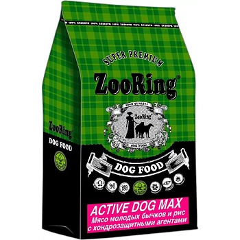 ZooRing Active Dog MAX Сухой корм для собак Мясо молодых бычков и рис. 26/15, 10 кг купить 