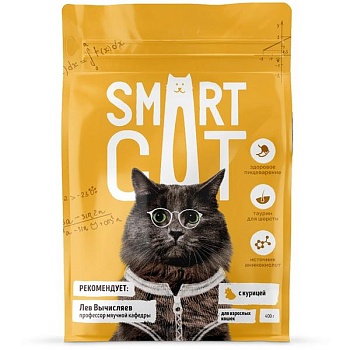 SMART CAT сухой корм для взрослых кошек с курицей 400г купить 