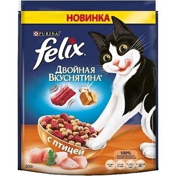 Felix Двойная вкуснятина корм для кошек, с птицей 200г купить 