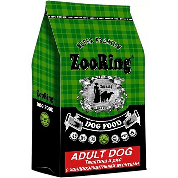 ZooRing Active Dog Сухой корм для собак Телятина и рис, с хондропротектерами 25/13, 10 кг купить 