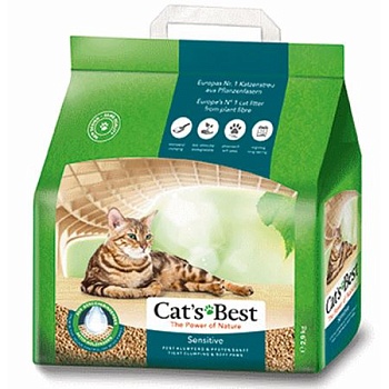 Cat's Best Sensitive Древесный комкующийся наполнитель для чувствительных лап, экстра-мягкий 2.9кг купить 