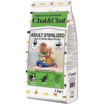 Chat & Chat Expert Premium Сухой корм с белым мясом птицы для стерилизованных кошек 2кг купить 
